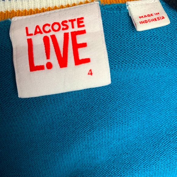 Lacoste Cardigan in teal with striped details - Size 4 - Picture 3 of 3